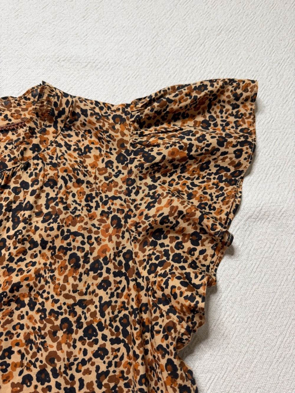 Anthropologie Ruffle Sleeve Animal Print Cheetah Tiered Dress XL Lightweight - Picture 4 of 8